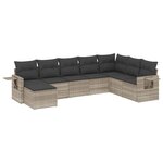 vidaXL Salon de jardin 8 Pièces avec coussins gris clair résine tressée
