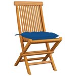 vidaXL Chaises de jardin avec coussins bleu 4 Pièces Bois de teck massif