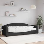 vidaXL Lit de jour avec matelas noir 90x200 cm tissu