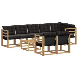 vidaXL Ensemble de canapés d'extérieur 9 Pièces Blanc et noir