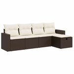 vidaXL Salon de jardin avec coussins 5 Pièces marron résine tressée