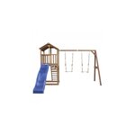 AXI Beach Tower avec Balancoire Double Marron Bleu Toboggan