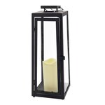 Lanterne solaire effet bougie tower light xl noir acier h40cm