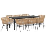 vidaXL Ensemble de jardin de 9 pièces avec coussins en poly rotin brun