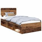 vidaXL Cadre de lit Bois ancien 75 x 190 cm Pin massif