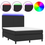 vidaXL Sommier à lattes de lit avec matelas et LED Noir 140x190 cm