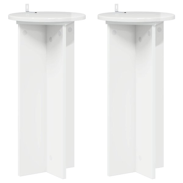 vidaXL Support de Plante 2 pièces Blanc brillant 29 5 x 29 5 x 60 cm