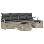 vidaXL Ensemble de canapé de jardin 6 Pièces Gris clair Poly rotin