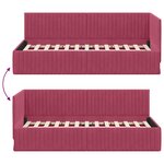 vidaXL Cadre de lit d'angle Rouge bordeaux 90 x 190 cm Velours