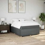 vidaXL Sommier à lattes de lit avec matelas Gris foncé 140x190cm Tissu