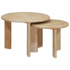 vidaXL Tables basses gigognes 2 Pièces Noir Bois de mangue massif