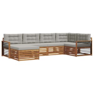 vidaXL Ensemble de canapés d'extérieur 6 Pièces Gris Naturel et Clair