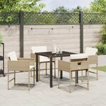 vidaXL Ensemble de salle à manger de jardin 5 pièces avec coussins en rotin poly beige