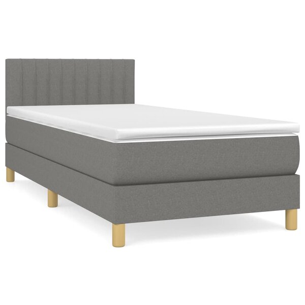 vidaXL Sommier à lattes de lit avec matelas Gris foncé 90x200 cm Tissu