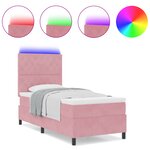 lit à ressorts vidaXL avec matelas et LED rose 90x190 cm en velours