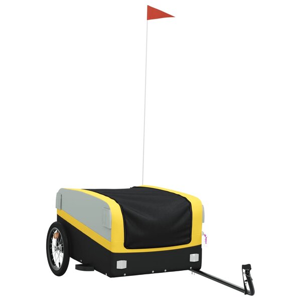 vidaXL Remorque de vélo noir et jaune 45 kg fer