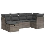 vidaXL Salon de jardin 6 Pièces avec coussins gris résine tressée