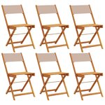 vidaXL Chaises de jardin pliantes lot de 6 taupe tissu et bois massif