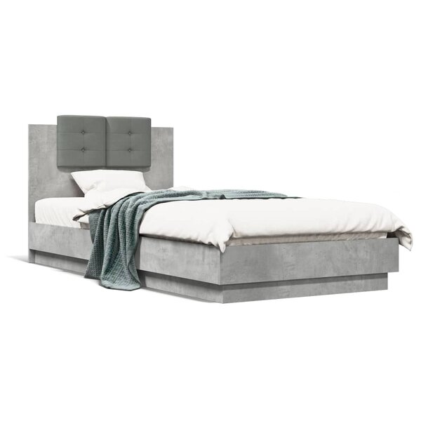vidaXL Cadre de lit sans matelas gris béton 100x200 cm