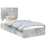 vidaXL Lit de Rangement Gris béton 100 x 200 cm Bois d'ingénierie