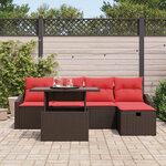 vidaXL Ensemble de canapé de jardin 6 Pièces Marron Poly rotin