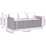vidaXL Canapé de jardin avec coussins 3 places noir résine tressée
