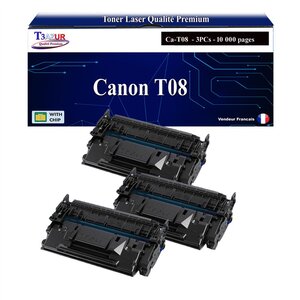 T3AZUR - 3x Toners compatibles avec Canon i-SENSYS X1238i II  X1238iF II  X1238P II  X1238Pr II remplace Canon T08 Noir - 10 000 pages