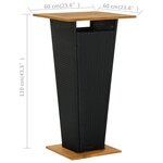 Vidaxl table de bar noir 60x60x110 cm résine tressée et bois d'acacia