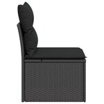 vidaXL Chaise de jardin sans accoudoirs avec coussins en polyrotin noir