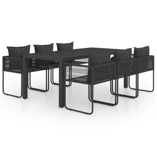 vidaXL Salon de jardin 7 Pièces PVC Résine tressée Noir