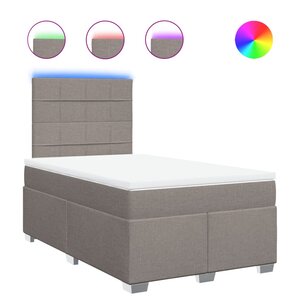 vidaXL Sommier à lattes de lit avec matelas taupe 120x190 cm tissu