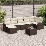 vidaXL Ensemble de canapé de jardin 8 Pièces Marron  blanc Poly rotin