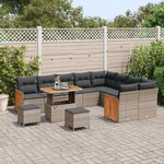 vidaXL Ensemble de canapé de jardin 12 Pièces Gris polyrotin