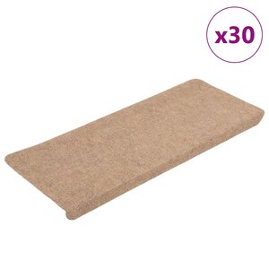 vidaXL Tapis d'escalier auto-adhésifs 30 Pièces beige 65x24 5x3 5 cm