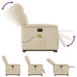 vidaXL Fauteuil inclinable de massage électrique Crème Tissu