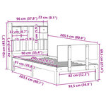 vidaXL Lit bibliothèque sans matelas blanc 90x200cm bois de pin massif