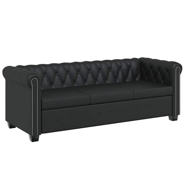 vidaXL Canapé Chesterfield à 3 places cuir synthétique noir