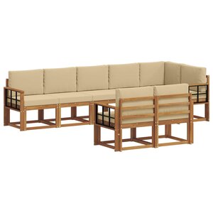 vidaXL Ensemble de canapés d'extérieur 8 pc Naturel et Beige