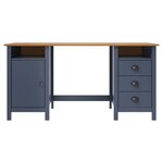 vidaXL Bureau Hill Gris 150x50x74 cm Bois de pin solide