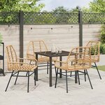 vidaXL Ensemble de salle à manger pour jardin 5 Pièces Marron polyrotin