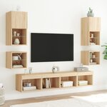 vidaXL Meubles TV muraux lumières LED 2 Pièces chêne sonoma 30x28 5x30 cm