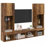 vidaXL Unités murales TV avec LED 5 Pièces Bois ancien Bois d'ingénierie