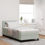 Lit à ressort vidaXL avec matelas Gris clair 90x200 cm Velours