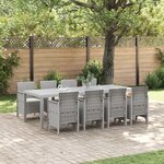 vidaXL Ensemble de salle à manger de jardin de 9 pièces en poly rotin blanc