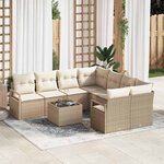 vidaXL Ensemble de canapé de jardin 9 Pièces Beige  Crème 55 x 55 x 37 cm