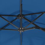 vidaXL Parasol de jardin à double tête avec LED bleu azuré 316x145 cm