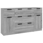 vidaXL Ensemble de buffets 3 Pièces Sonoma gris Bois d'ingénierie
