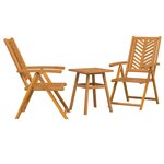 vidaXL Ensemble de salle à manger pour jardin 3 Pièces Marron