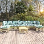Vidaxl salon de jardin palette 6pièces avec coussins pin imprégné de vert
