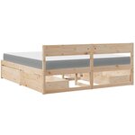 vidaXL Lit avec tiroirs et matelas 200x200 cm bois massif de pin